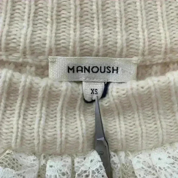 MANOUSH Knit Lace Merino Wool Knit Sweater Ivory Cream color Size XS - Picture 4 of 14